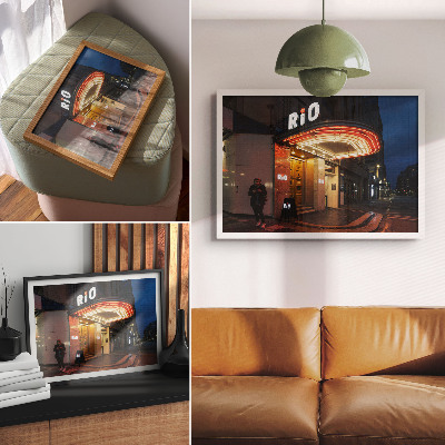 Grafika na ścianę Kino retro neonowe światła czerwony kremowy