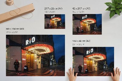 Grafika na ścianę Kino retro neonowe światła czerwony kremowy
