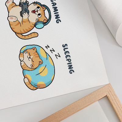Plakat do salonu Wesołe koty ilustracyjne urok zabawa