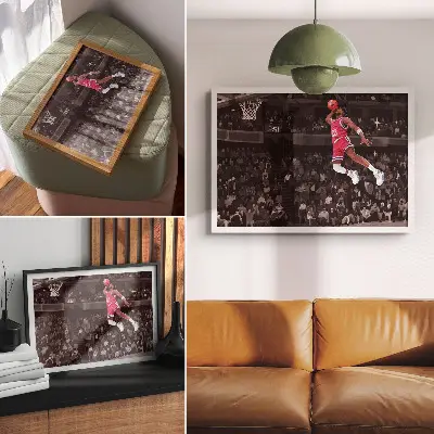 Nowoczesny plakat dekoracyjny z ilustracją dynamiki sportu w kontrastujących kolorach
