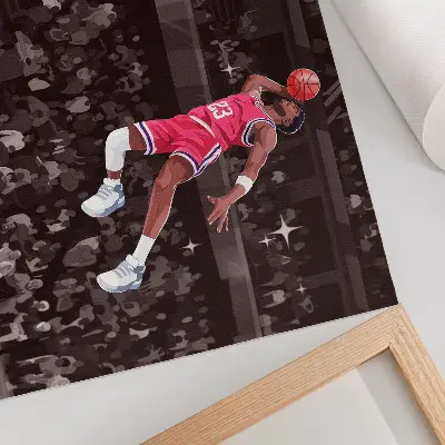 Nowoczesny plakat dekoracyjny z ilustracją dynamiki sportu w kontrastujących kolorach