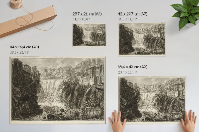 Grafika na ścianę Widok na Wielką Kaskadę w Tivoli, z Widoków na Rzym autorstwa Giovanniego Battisty Piranesiego