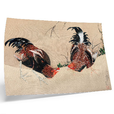 Plakat do salonu Obrazy Katsushiki Hokusai „Koguty” (1838).