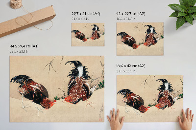 Plakat do salonu Obrazy Katsushiki Hokusai „Koguty” (1838).