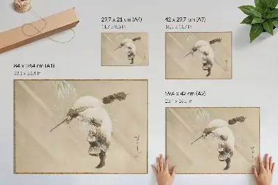 Rybak niosący sieć na śniegu (ok. 1821 r.) autorstwa Katsushiki Hokusai nowoczesny plakat dekoracyjny w wysokiej rozdzielczości