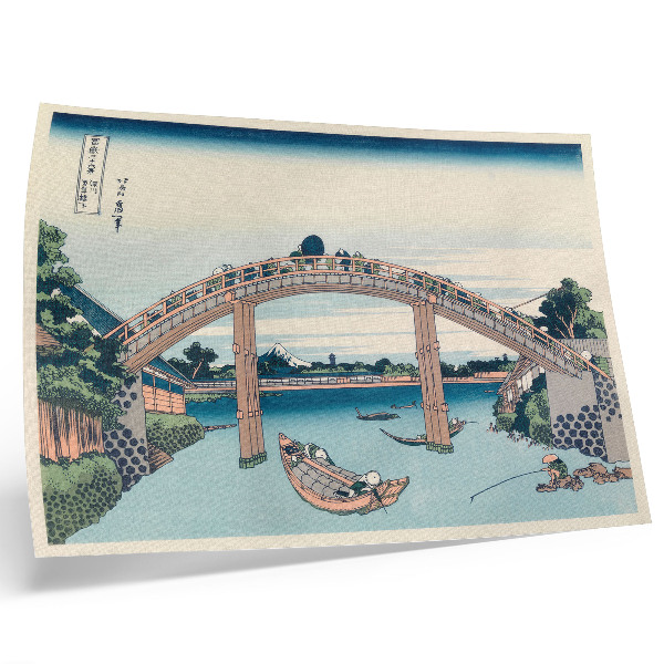 Plakat Widok spod mostu mannenbashi w Fukagawie, 1985, autor: Katsushika Hokusai