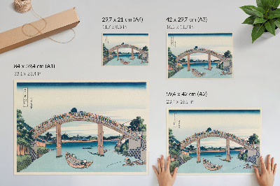 Plakat Widok spod mostu mannenbashi w Fukagawie, 1985, autor: Katsushika Hokusai