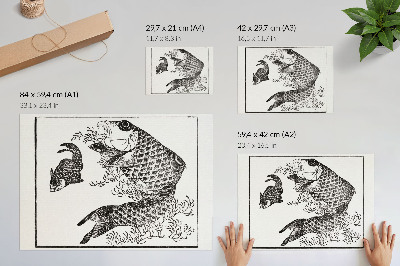 Wydruk na płótnie Karp Hokusaia, japońska ilustracja zwierzęcia