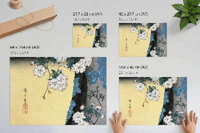 Grafika na ścianę Japońskie kwiaty wiśni (1837) – drzeworyt vintage autorstwa Utagawy Hiroshige