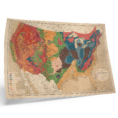 Nowoczesny plakat dekoracyjny Mapa geologiczna Stanów Zjednoczonych