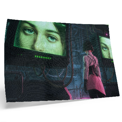 Plakat do salonu Interakcja z cyfrowym wizerunkiem kobiety