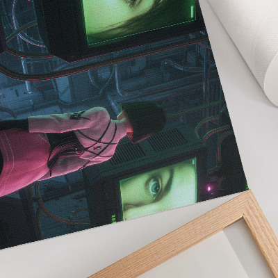 Plakat do salonu Interakcja z cyfrowym wizerunkiem kobiety