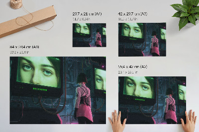 Plakat do salonu Interakcja z cyfrowym wizerunkiem kobiety