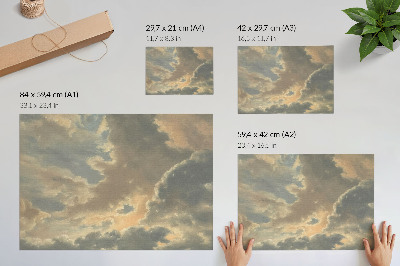 Plakat Chmury na niebie w odcieniach szarości i beżu