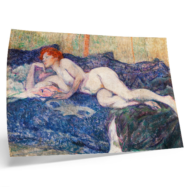 Nowoczesny plakat dekoracyjny Naga kobieta pokazująca piersi, erotyczna sztuka vintage autorstwa Henri de Toulouse-Lautreca