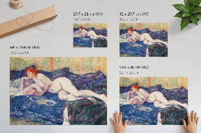 Nowoczesny plakat dekoracyjny Naga kobieta pokazująca piersi, erotyczna sztuka vintage autorstwa Henri de Toulouse-Lautreca