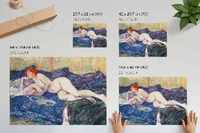 Plakat dekoracyjny z grafiką Henri de Toulouse-Lautreca naga kobieta w stylu vintage