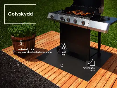 Stalowa mata pod grill w kształcie półowalnym o wymiarach 80x90 cm