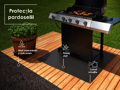 Podkładka ochronna pod grill w kształcie połowy owalu o wymiarach 100x100 cm