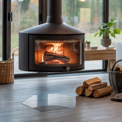 Szkło pod kominek sześciokątne transparentne