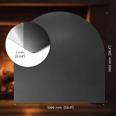 Półowalna podkładka pod kominek metalowa czarna blacha