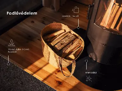 Półowalna podkładka pod kominek z czarnej metalowej blachy