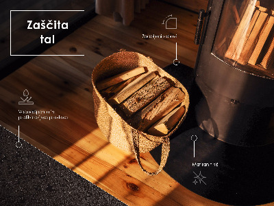 Półowalna podkładka pod kominek metalowa czarna blacha