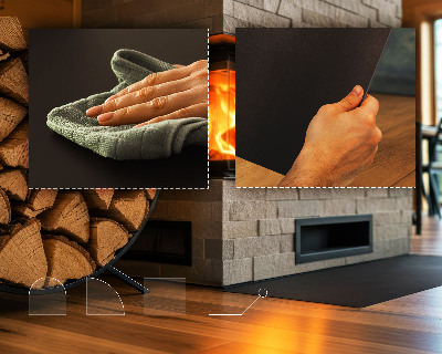 Półowalna podkładka pod kominek metalowa czarna blacha