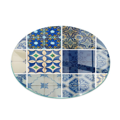Szkło przed kominek okrągłe Wzory ceramicznych płytek