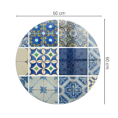 Szkło przed kominek okrągłe Wzory ceramicznych płytek