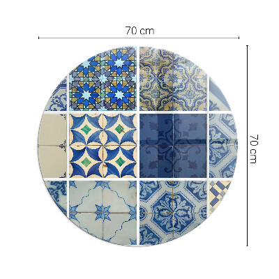 Szkło przed kominek okrągłe Wzory ceramicznych płytek