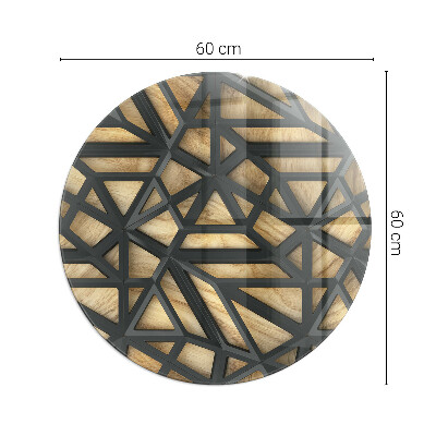Szkło przed kominek okrągłe Geometria z drewnem