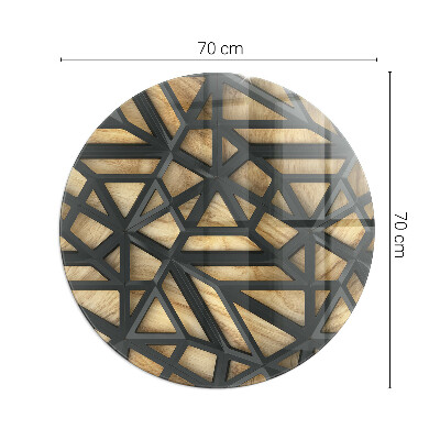 Szkło przed kominek okrągłe Geometria z drewnem