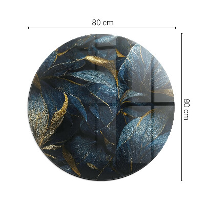 Szkło przed kominek okrągłe Eleganckie liście w fakturze