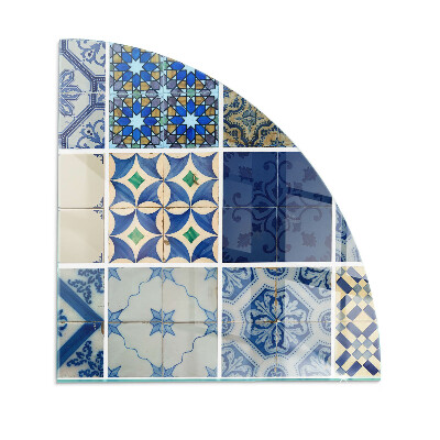 Szkło pod kominek ćwiartka Wzory ceramicznych płytek