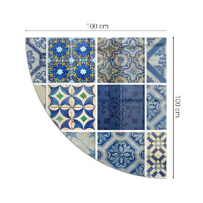 Szkło pod kominek ćwiartka Wzory ceramicznych płytek