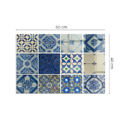 Szkło pod kominek prostokątne Wzory ceramicznych płytek