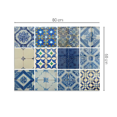 Szkło pod kominek prostokątne Wzory ceramicznych płytek