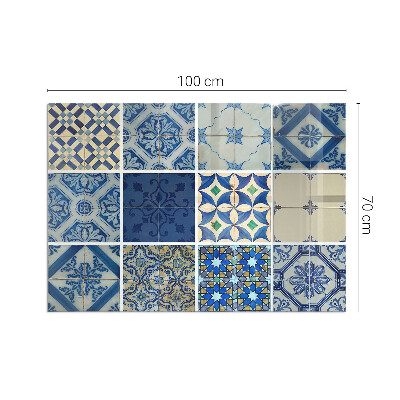 Szkło pod kominek prostokątne Wzory ceramicznych płytek