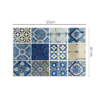 Szkło pod kominek prostokątne Wzory ceramicznych płytek