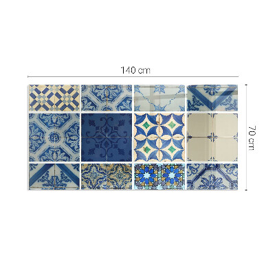 Szkło pod kominek prostokątne Wzory ceramicznych płytek