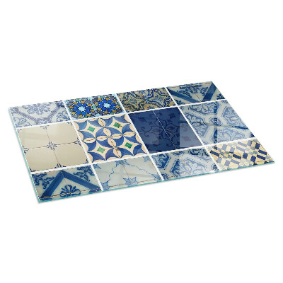 Szkło pod kominek prostokątne Wzory ceramicznych płytek
