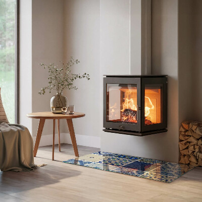 Szkło pod kominek prostokątne Wzory ceramicznych płytek