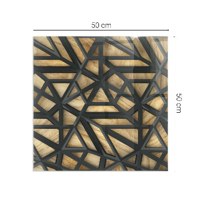 Szkło pod kominek prostokątne Geometria z drewnem