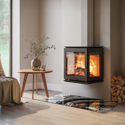 Szkło pod kominek prostokątne Abstrakcyjne fale i linie