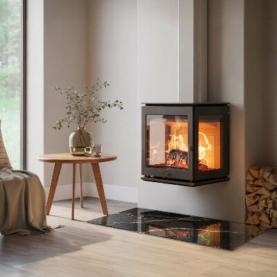 Szkło pod kominek prostokątne Elegancki marmur z żyłkami