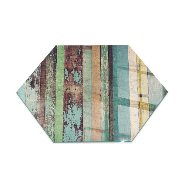 Podstawa kominkowa sześciokątna Kolory desek w różnych tonach