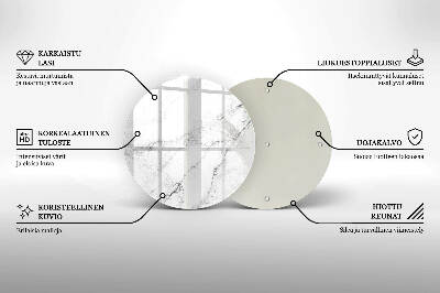 Szklana podstawka pod znicz okrągła Elegancki marmur tekstura