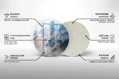 Szklana podstawka pod znicz okrągła Tekstura marmuru