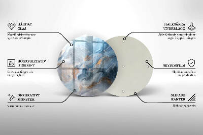 Szklana podstawka pod znicz okrągła Tekstura marmuru